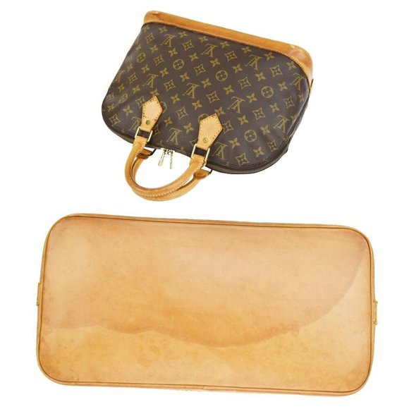 Authentic LOUIS VUITTON LV Logo Alma Hand Bag Monogram Leather Brown France - Picture 5 of 10